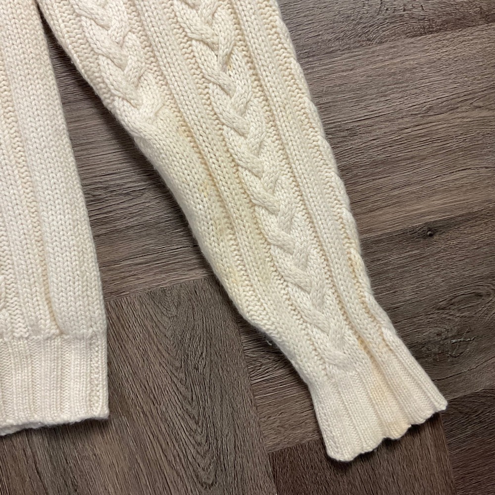 Daniel Cremieux Signature Sweater Mens Large Cream Cashmere 1/4 Zip Fisherman - Picture 6 of 9